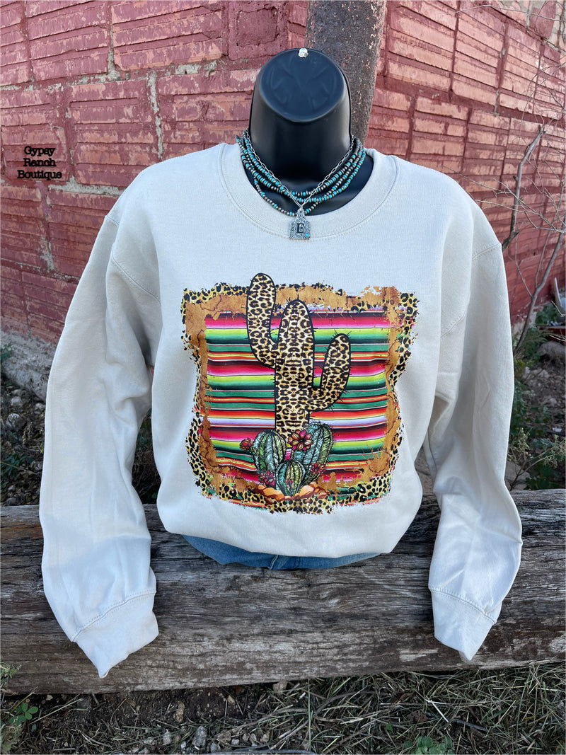 Bryndal Cactus Serape Leopard Sweatshirt Top  - Also in Plus Size