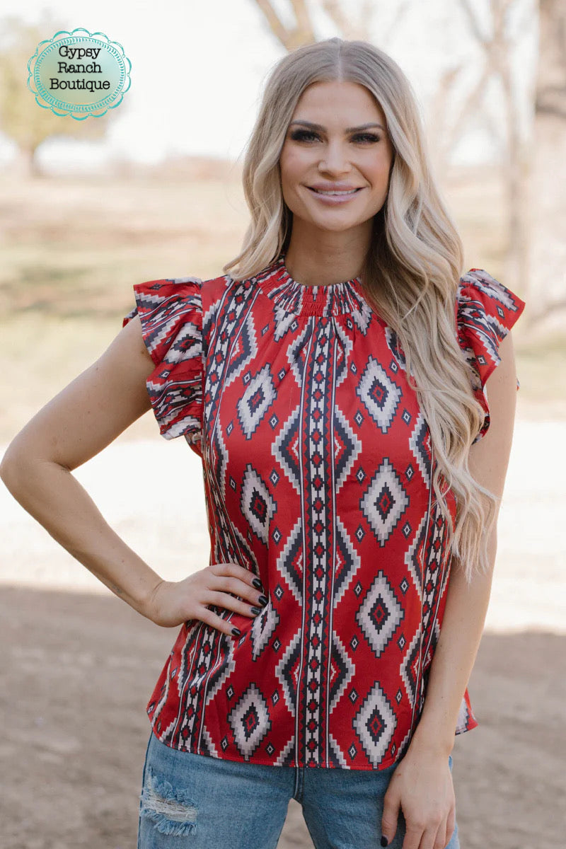 The Chase Red Aztec Top - Also in Plus Size