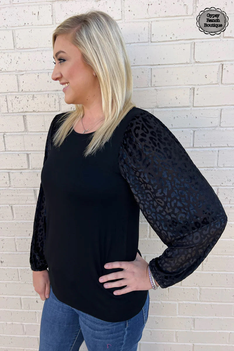 Into the Night Black Leopard Top - Also in Plus Size