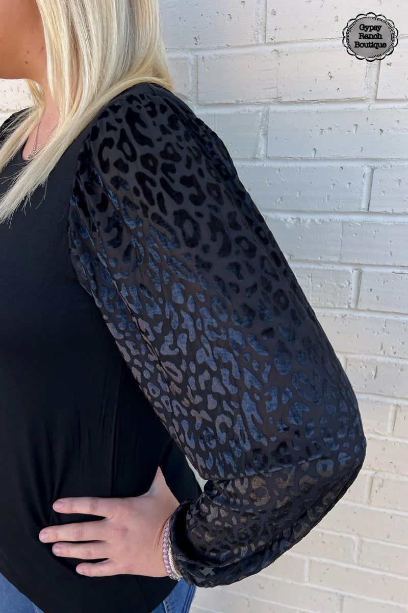 Into the Night Black Leopard Top - Also in Plus Size
