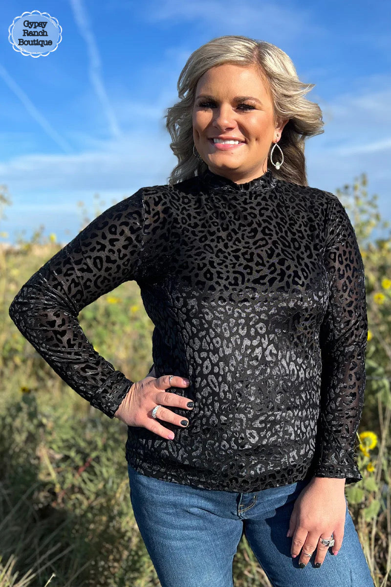 Midnight Panther Leopard Mesh Layering Top - Also in Plus Size