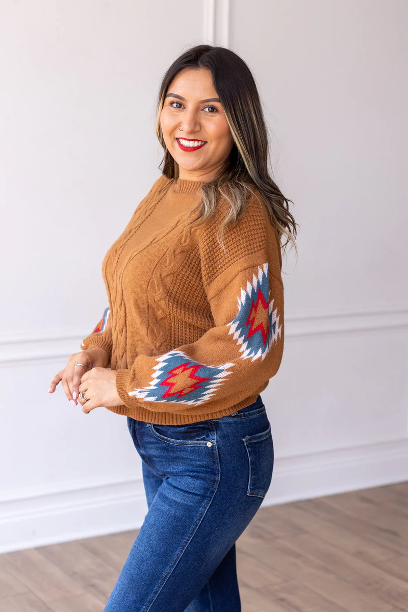 Terracotta Aztec Sweater - Also in Plus Size