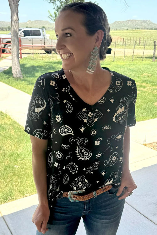 Bridger Bandana Black  Top - Also in Plus Sizes