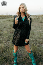 Black Southern Swag Sequin Blazer - Also in Plus Size