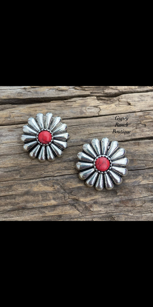 Desperado Silver Concho Post Back Earrings