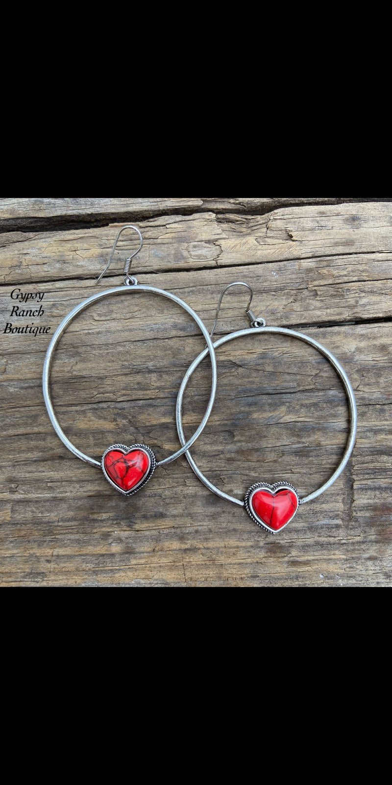 All Around Red Hearts Hoop Earrings
