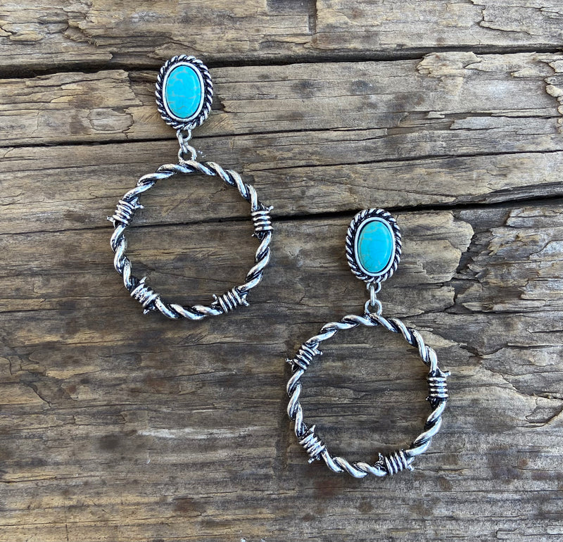 Cherokee Turquoise Hoop Earrings