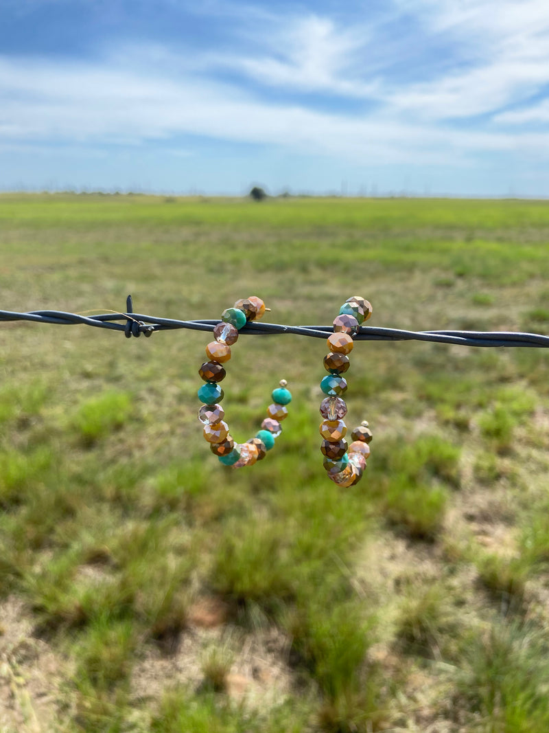Fall Fantasy Crystal Beaded Hoop Earrings