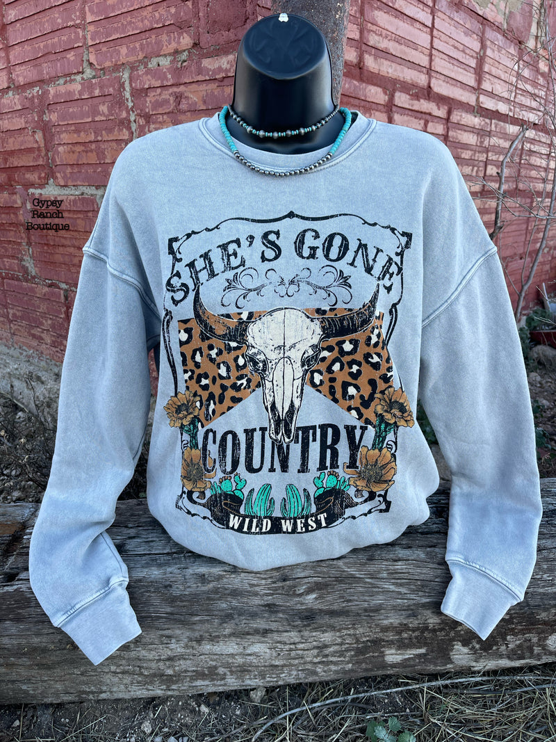 She’s Gone Country Sweatshirt Pullover Top - Also in Plus Size