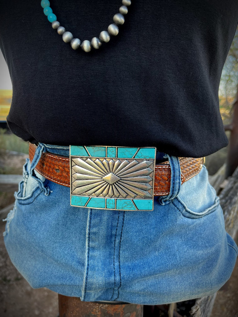 The Lawman Turquoise Silver Buckle