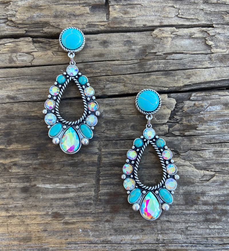 Jordan AB crystal and Turquoise Earrings