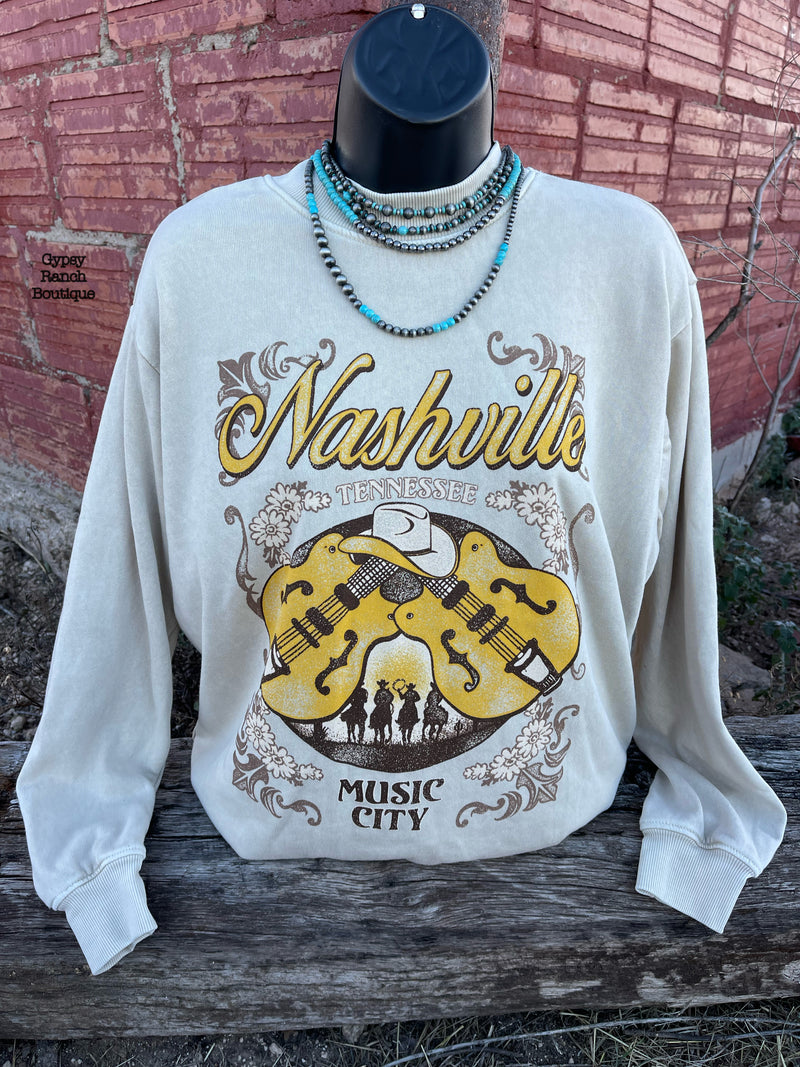 Nashville Music City Sweatshirt Pullover Top - Also in Plus Size