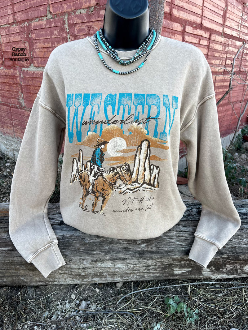 Western Wanderlust Sweatshirt Pullover Top - Also in Plus Size