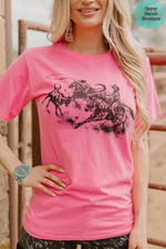 Neon Pink High Call Team Roper Tee - Also in Plus Size