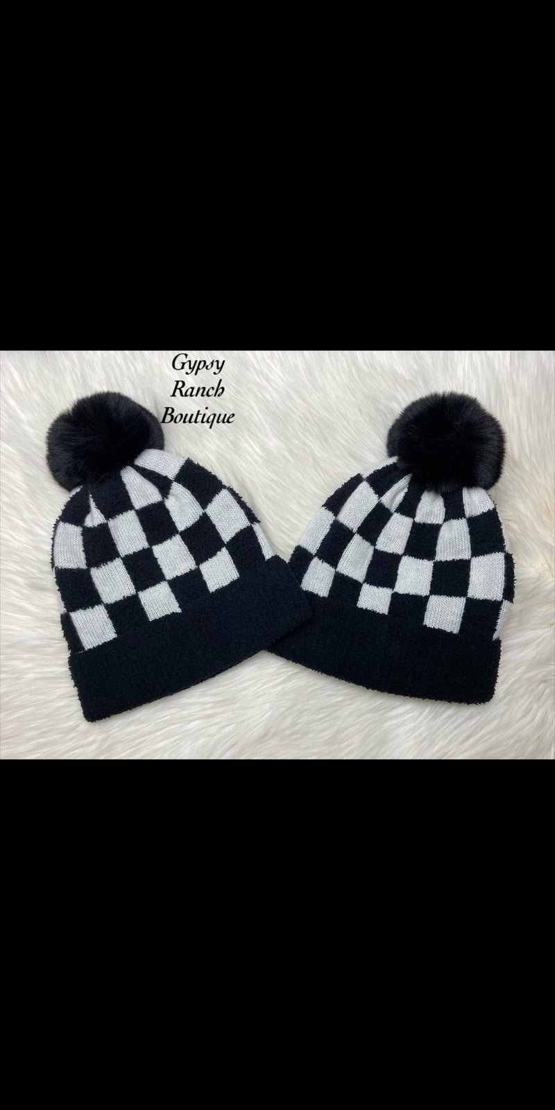 Checkered Pom Beanie