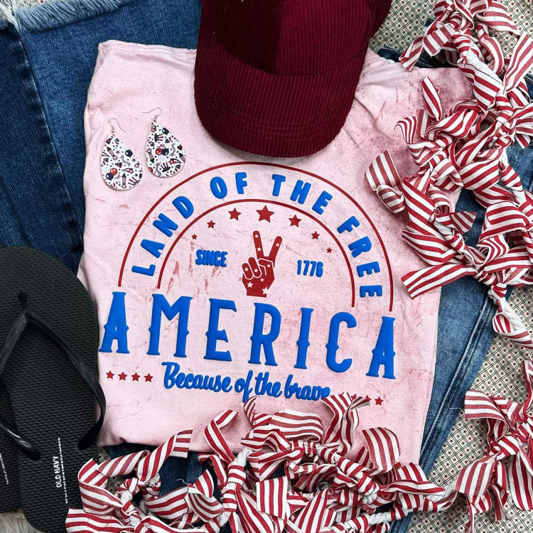 Land Of The Free Because Of The Brave Puff Tee - Also in Plus Size