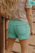 Turquoise Cowboy Cutter Shorts - Also in Plus Size
