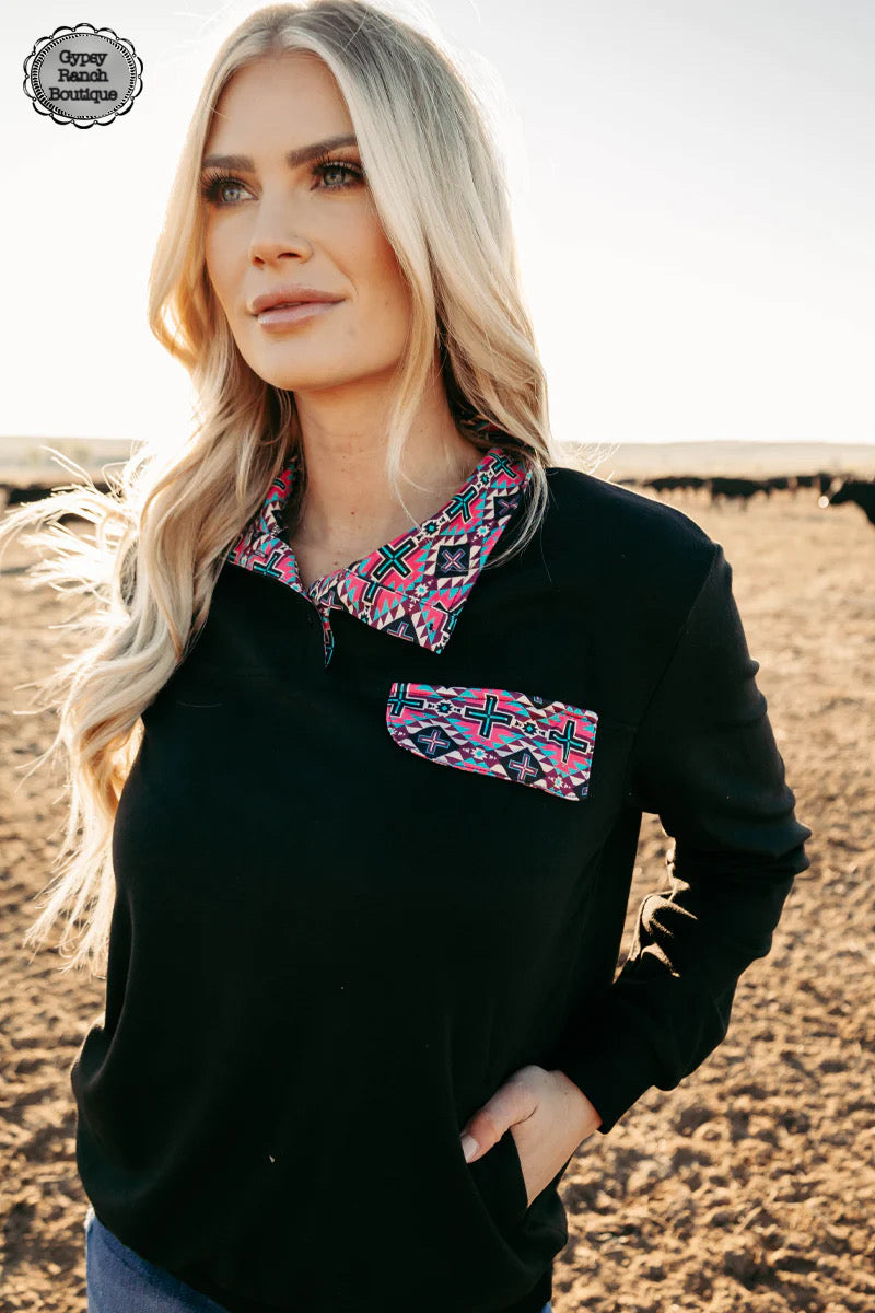 Midnight Manhattan Cross Pullover Top - Also in Plus Size