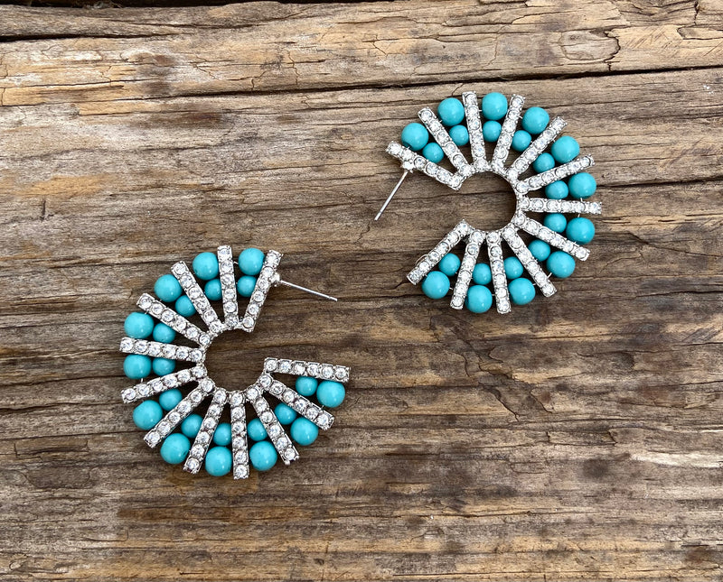 Blue Ridge Rhinestone and Turquoise Earring Gypsy Ranch Boutique