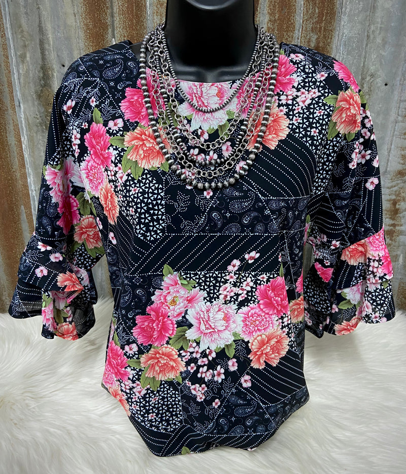Martindale Floral Black Top