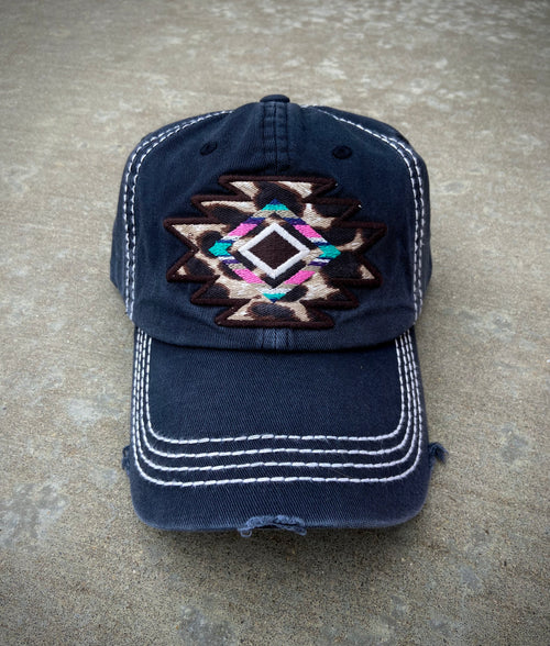 Tribal Spirit Embroidered Aztec & Leopard Cap