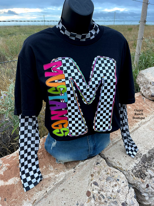 Bright & Checkered Big Letter Mascot Tee - Also in Plus Size