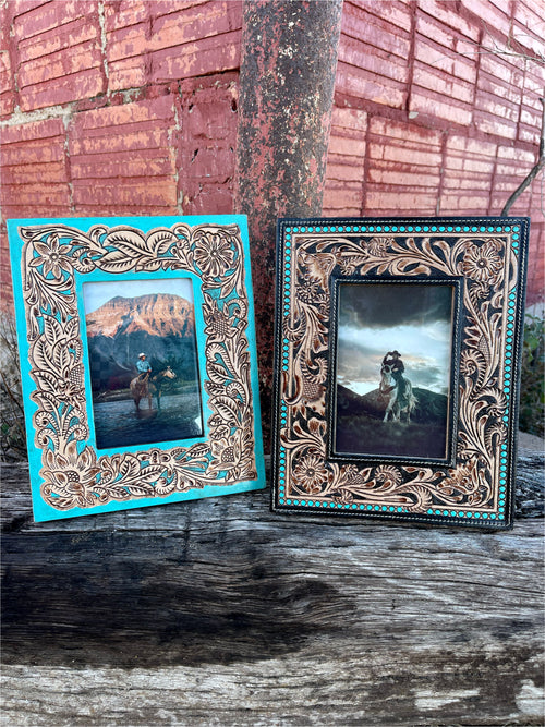Cowboy Way Leather Tooled Picture Frame