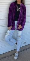 Liza Purple Velvet Button Up Top- Also in Plus Size