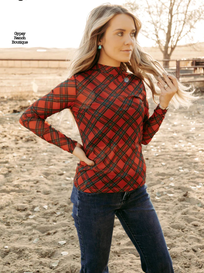 All is Calm All is Plaid Mesh Layering Top - Also in Plus Size