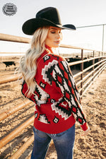 The Lexington Red Aztec Cardigan - Also in Plus Size