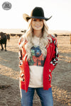 The Lexington Red Aztec Cardigan - Also in Plus Size