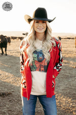 The Lexington Red Aztec Cardigan - Also in Plus Size