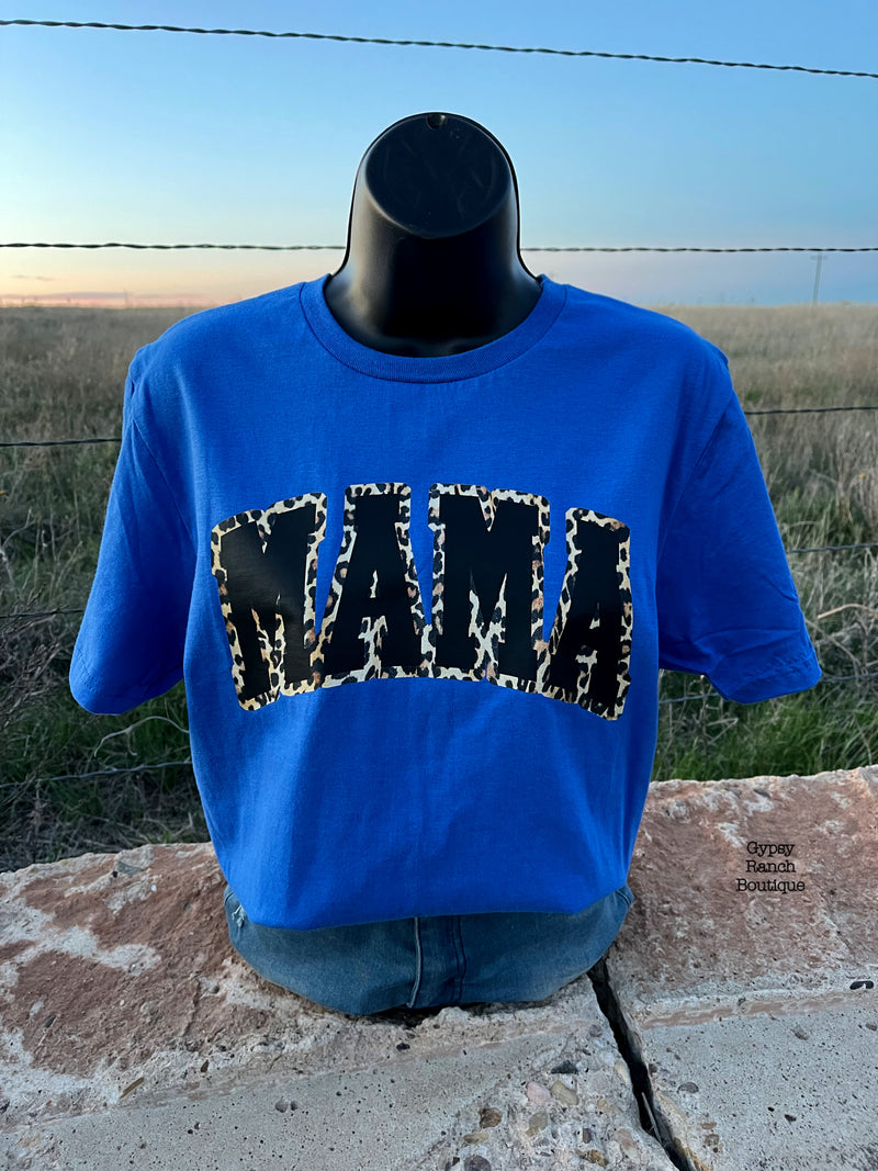 MAMA Leopard on Royal Blue Tee - Also in Plus Size