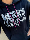 Merry Christmas Pink Rhinestone Strings Sweatshirt Hoodie  - Also in Plus Size