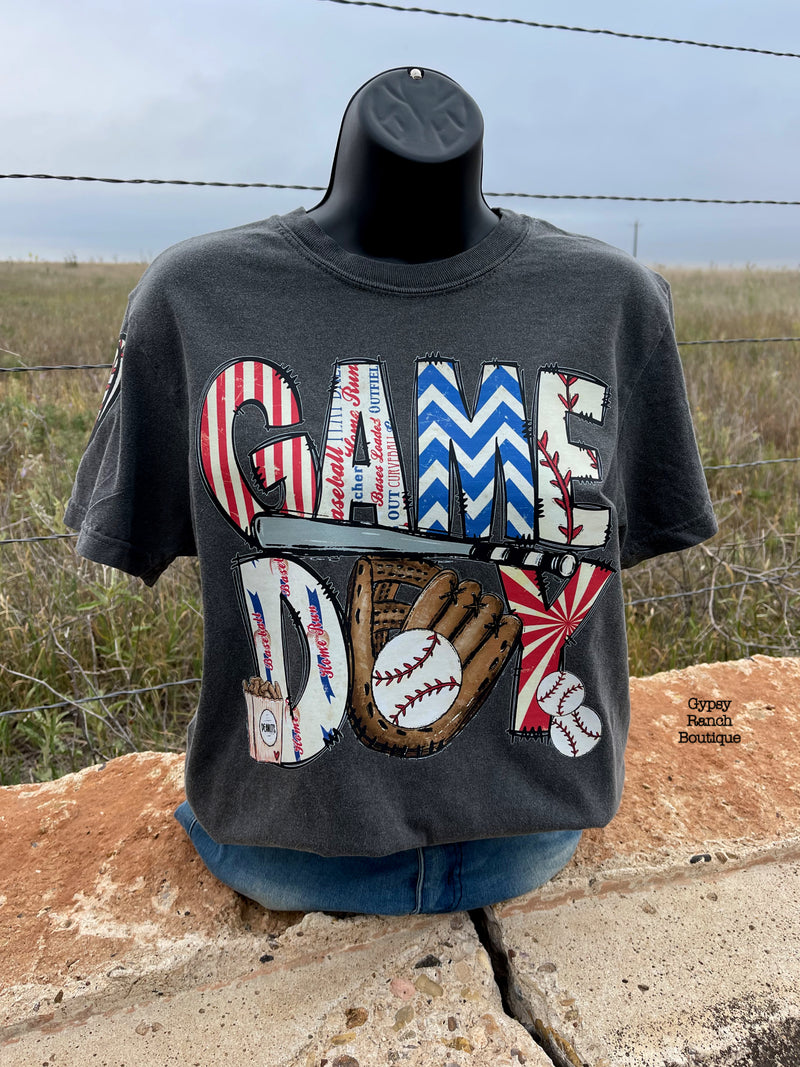 GAME DAY with Heart Sleeve Baseball Tee - Also in Plus Size