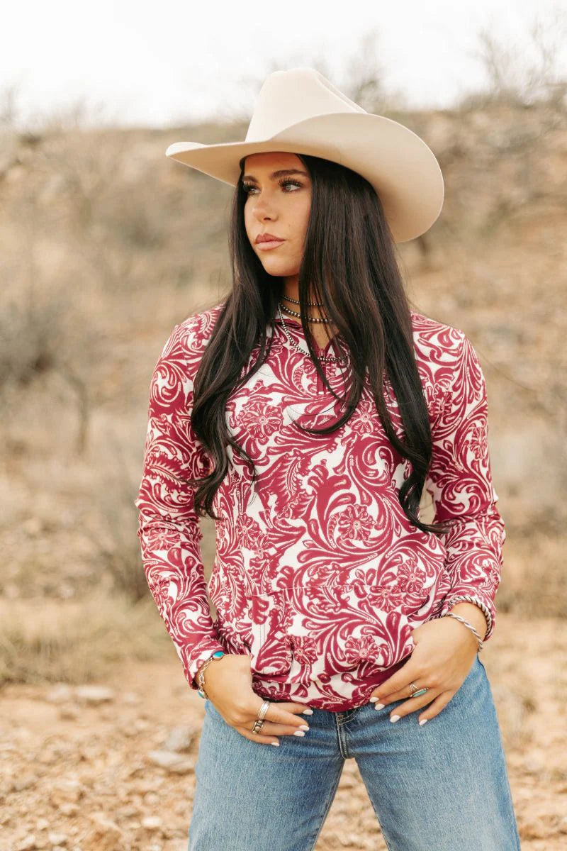 Tailgate Maroon & White Tooled Pullover - Also in Plus Size