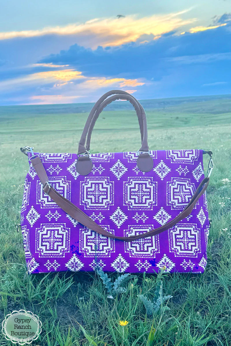 Cross My Path Purple Overnight XL Tote Bag