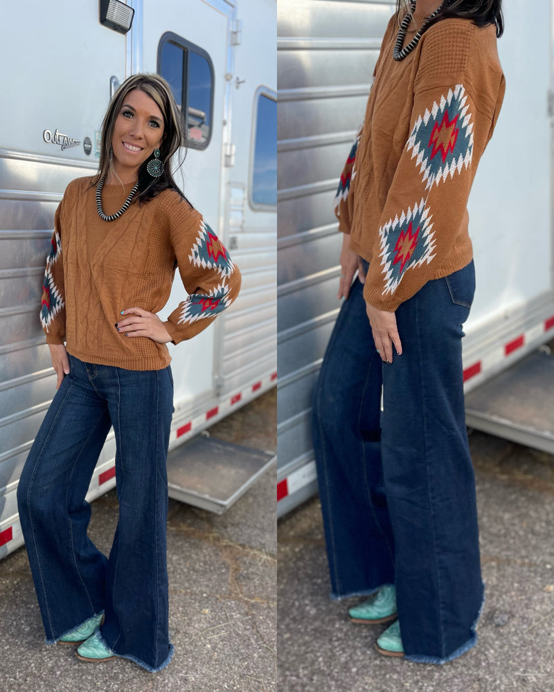 Terracotta Aztec Sweater - Also in Plus Size