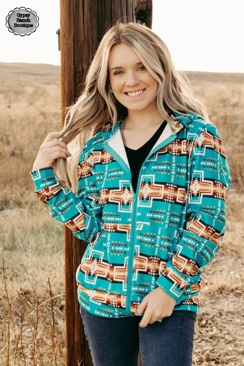 No Limits Aztec Zip Up Jacket - Also in Plus Size