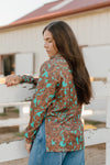 Turquoise Tooled Mock Neck Pullover - Also in Plus Size
