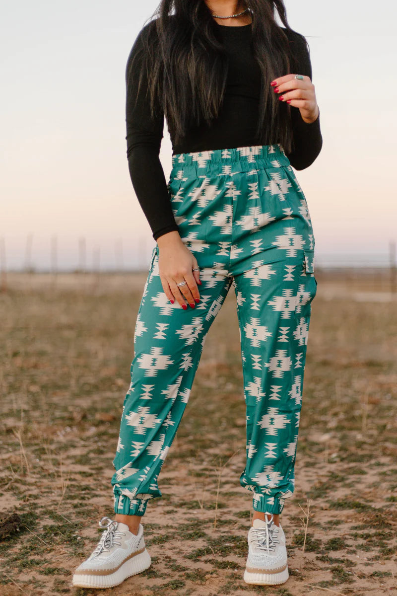 Cabin Kreek Aztec Cargo Jogger Pants - Also in Plus Size