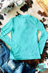 Turquoise Rhinestone Mesh Layering Top