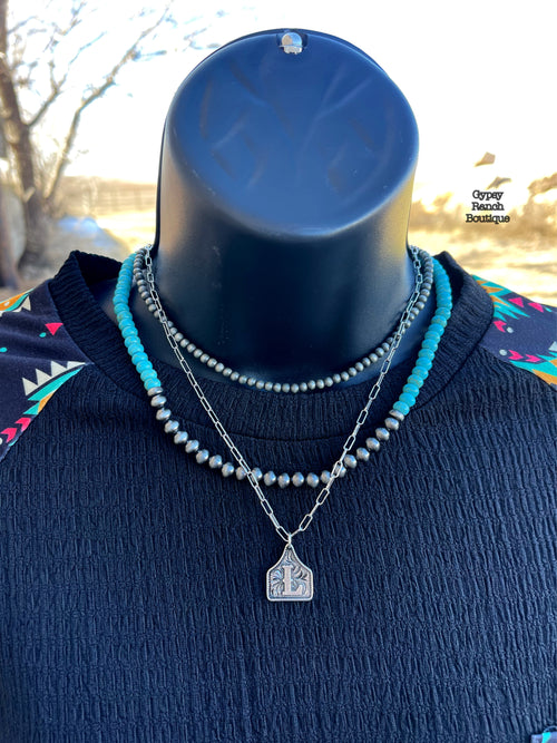 Tooled Initial Ear Tag Necklace