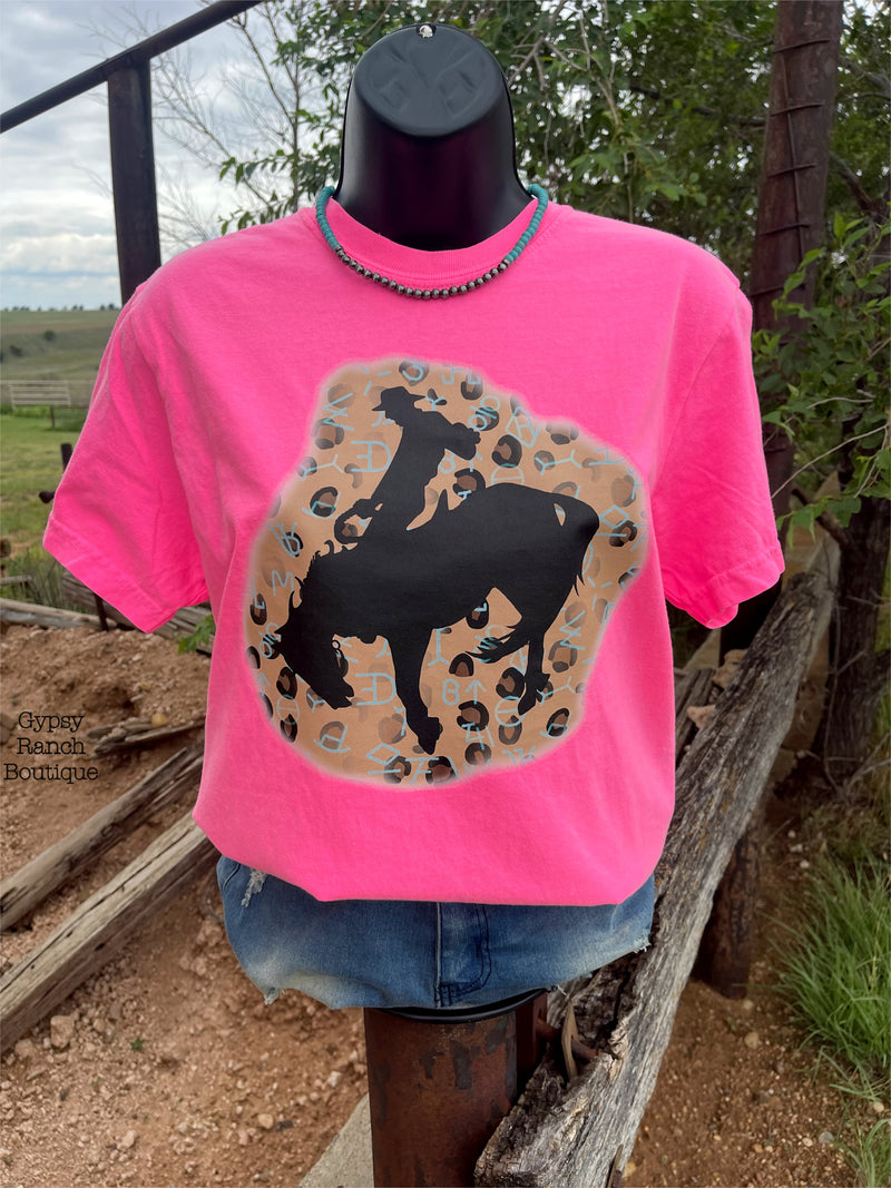 Broncs & Brands on Neon Pink Top - Also in Plus Size