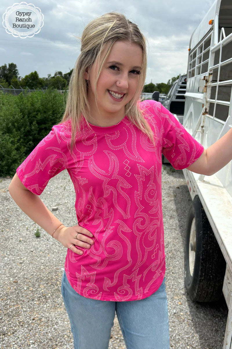 Watermelon Crawl Pink Boot Stitch Tee - Also in Plus Size