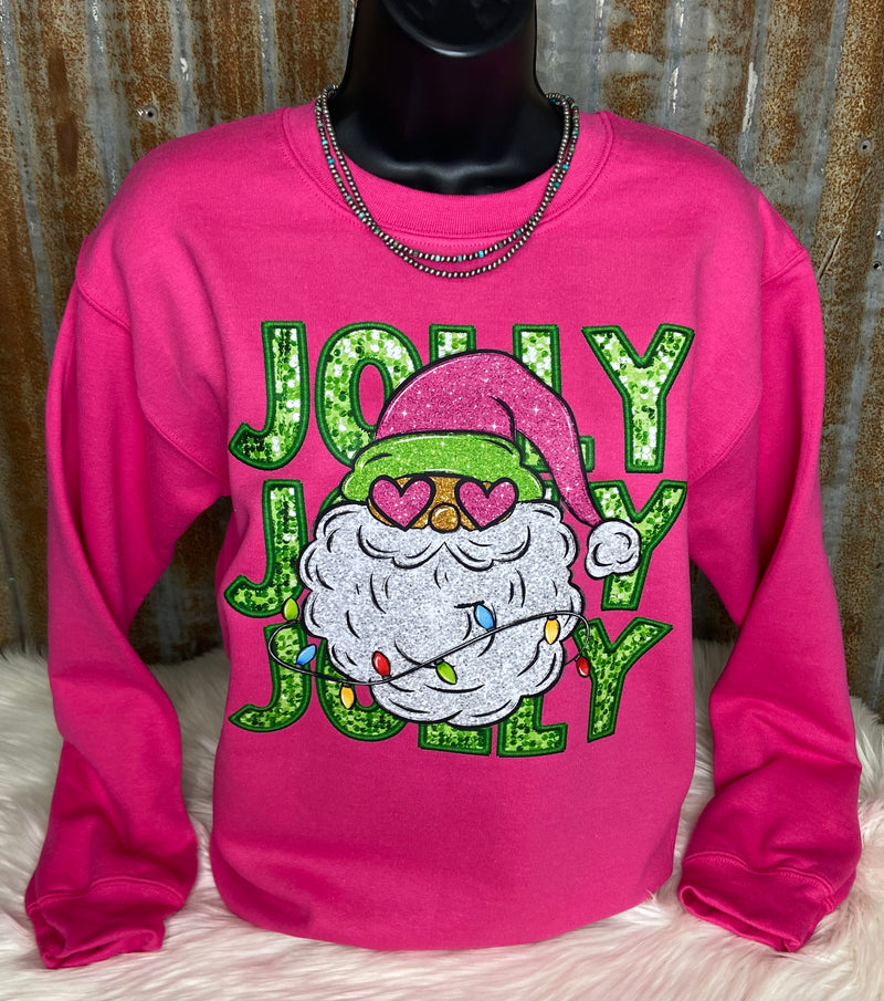Jolly Jolly Santa Hot Pink Sweatshirt - Also in Plus Size