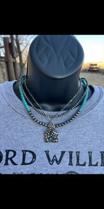 Checkered Cactus Ear Tag Necklac