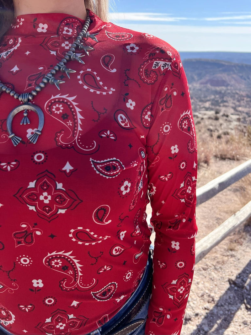 Red Bandana Babe Mesh Layering Top - Also in Plus Size