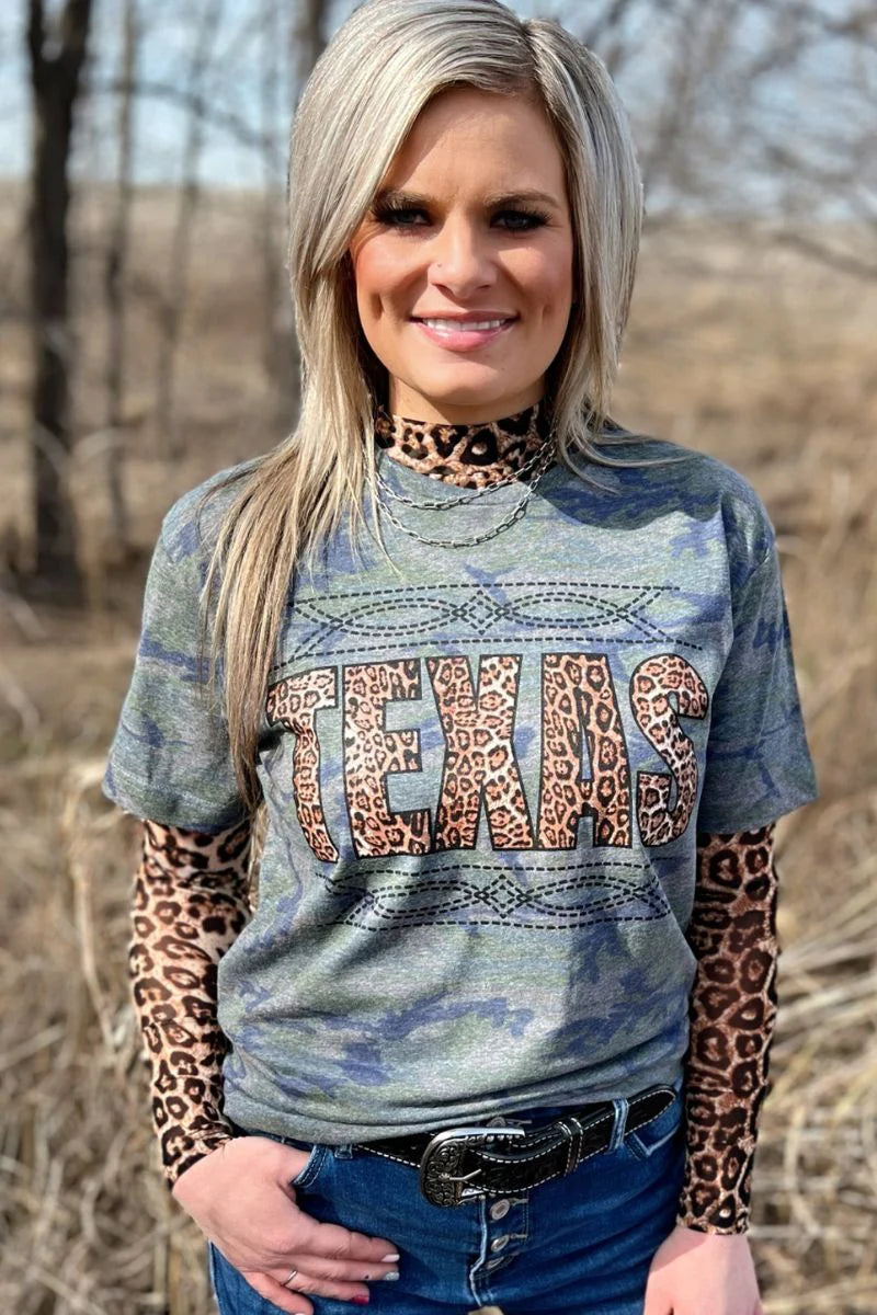 Stitched in Texas Camo Tee - Also in Plus Size