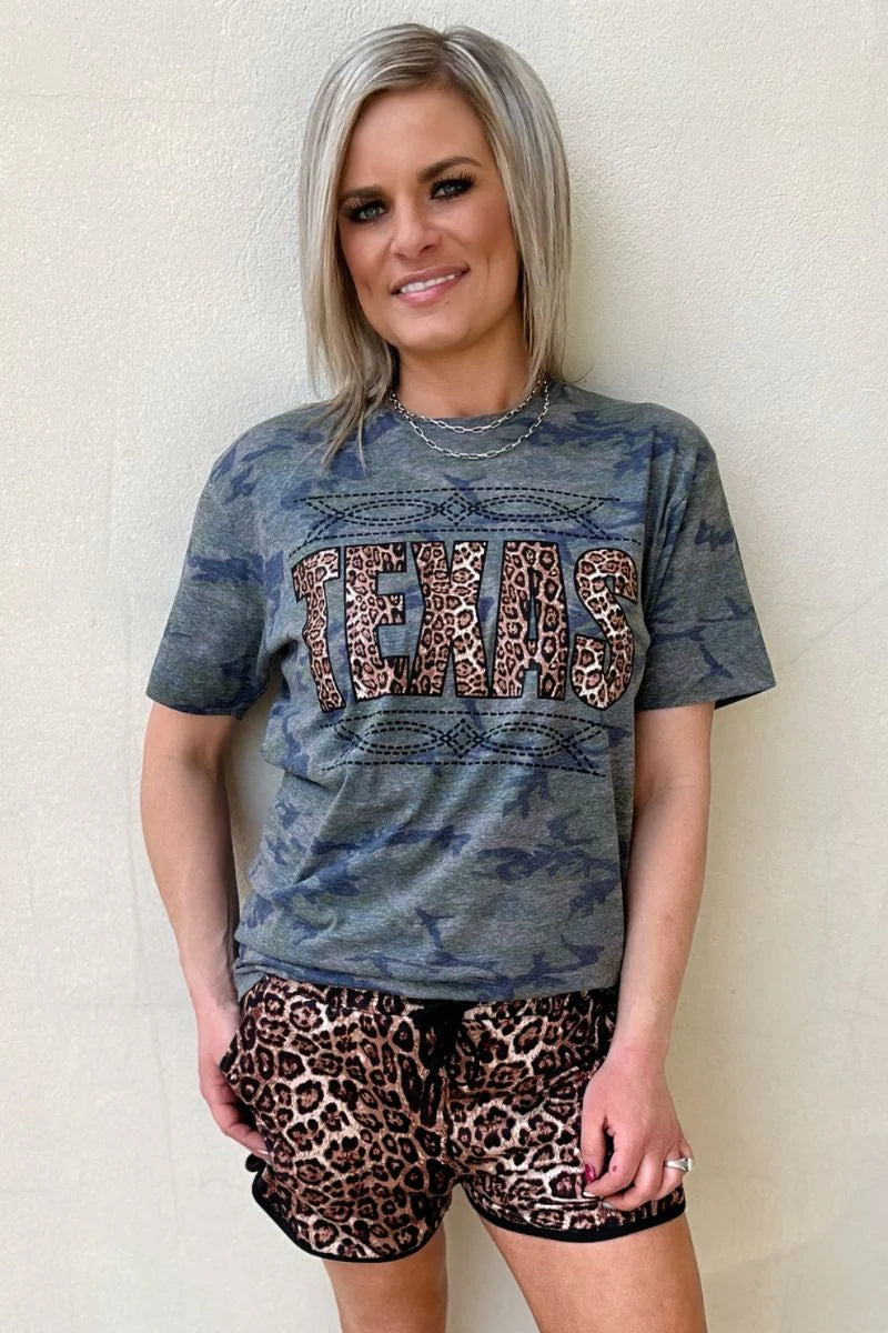 Stitched in Texas Camo Tee - Also in Plus Size